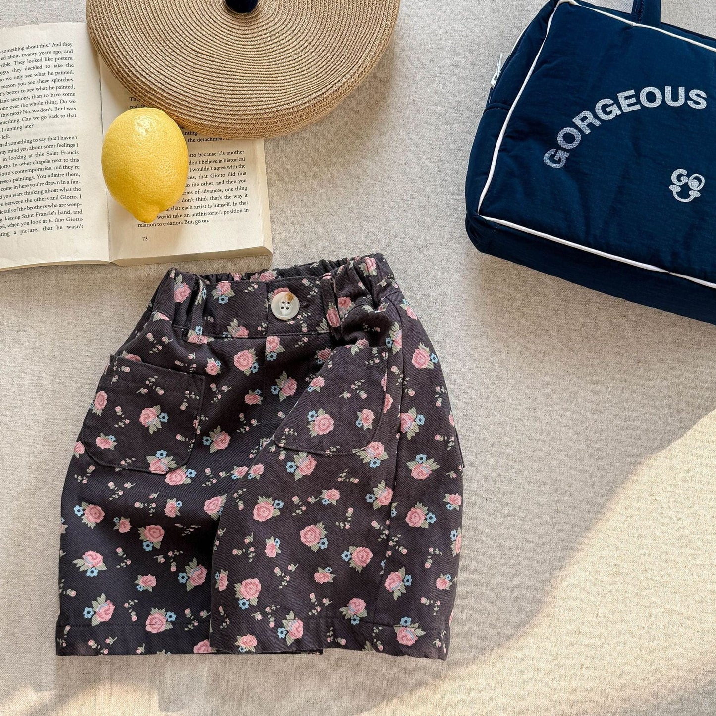 ハーフパンツ・ショートパンツ Dark Gray / 80cm フラワープリントショートパンツ【mh0009551】