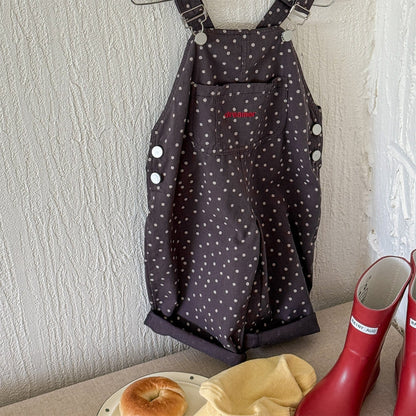 オーバーオール Dark Gray / 80cm ストライプ/ドットビッグシルエットオーバーオール【mh0010618】