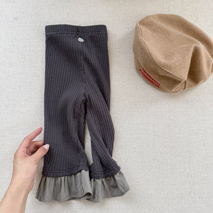 レギンスパンツ Dark Gray / 80cm 裾フリルフレアレギンスパンツ【mh0010623】