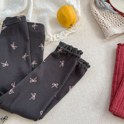 レギンスパンツ Dark Gray / 80cm リボンプリントレギンスパンツ【mh0010635】