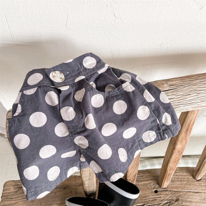 ハーフパンツ・ショートパンツ Dark Gray / 80cm Polka Dot Cotton Short Pants ドット柄 コットン ショートパンツ【mh0012142】