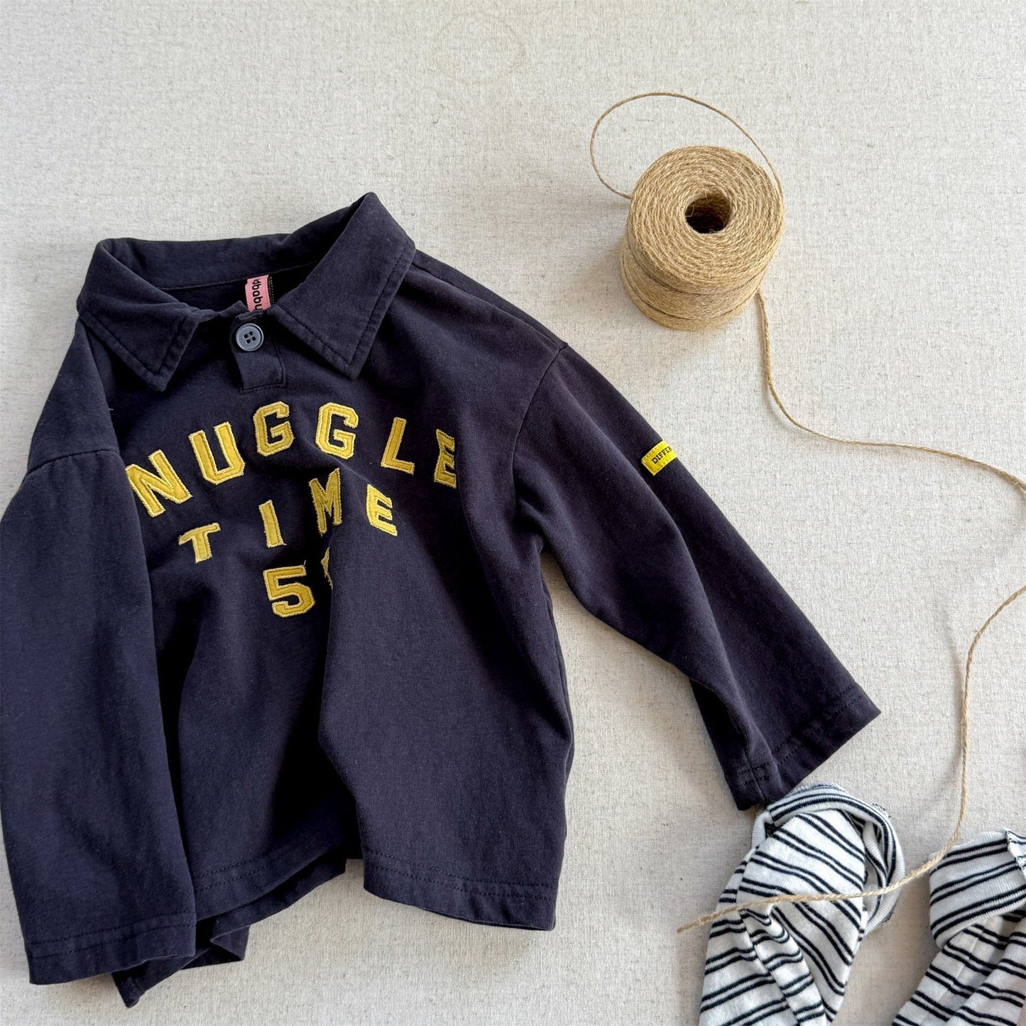 長袖シャツ・ブラウス Dark Gray / 80cm カレッジロゴ襟付き長袖Tシャツ ポロシャツ【mh0010810】