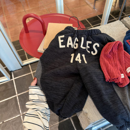 ロングパンツ・スウェットパンツ Dark Grey / 80cm スウェットパンツ 裏ボア ビッグロゴ バイカラー ボリューム ボトムス【mh0011608】