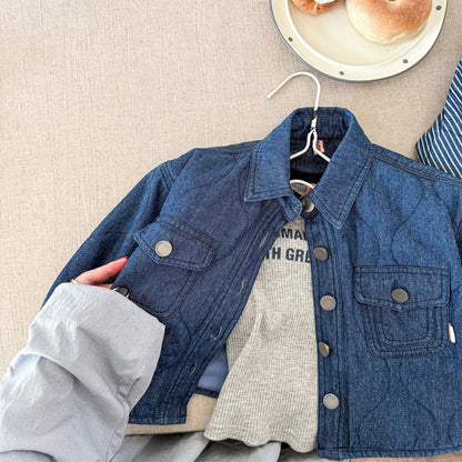 ショートコート・ジャケット・ジャンパー Denim Blue / 80cm キルティングデニムブルゾンジャケット Gジャン【mh0010814】