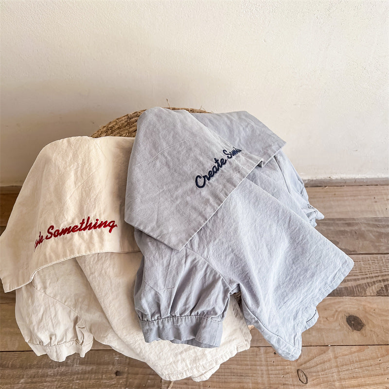 半袖シャツ・ブラウス Embroidered Large Lapel Linen Shirt 刺繍 ビッグカラー リネンシャツ【mh0011998】