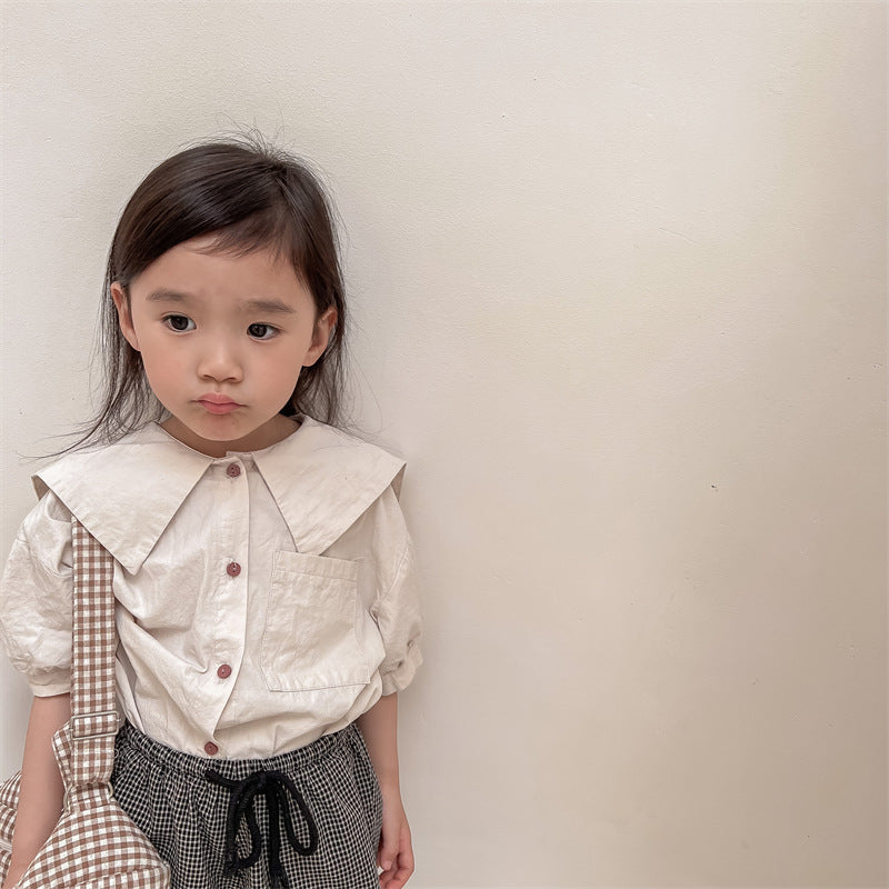 半袖シャツ・ブラウス Embroidered Large Lapel Linen Shirt 刺繍 ビッグカラー リネンシャツ【mh0011998】