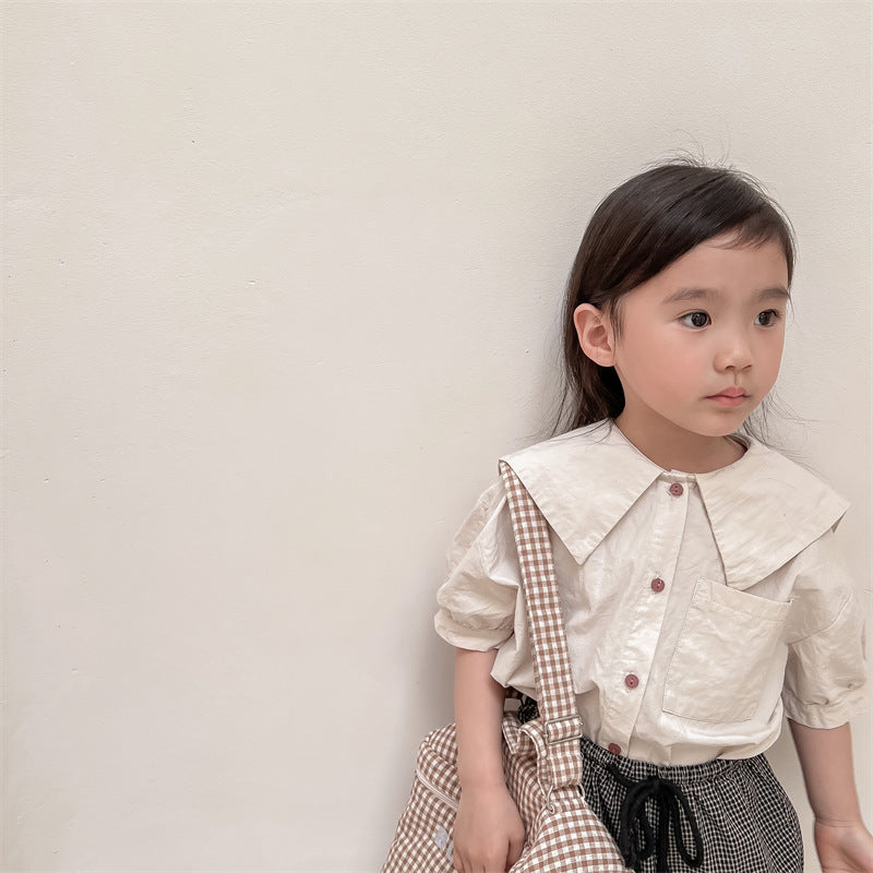 半袖シャツ・ブラウス Embroidered Large Lapel Linen Shirt 刺繍 ビッグカラー リネンシャツ【mh0011998】