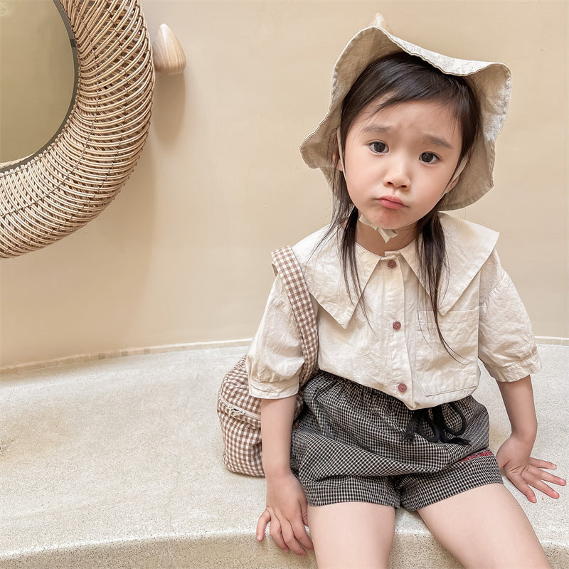 半袖シャツ・ブラウス Embroidered Large Lapel Linen Shirt 刺繍 ビッグカラー リネンシャツ【mh0011998】