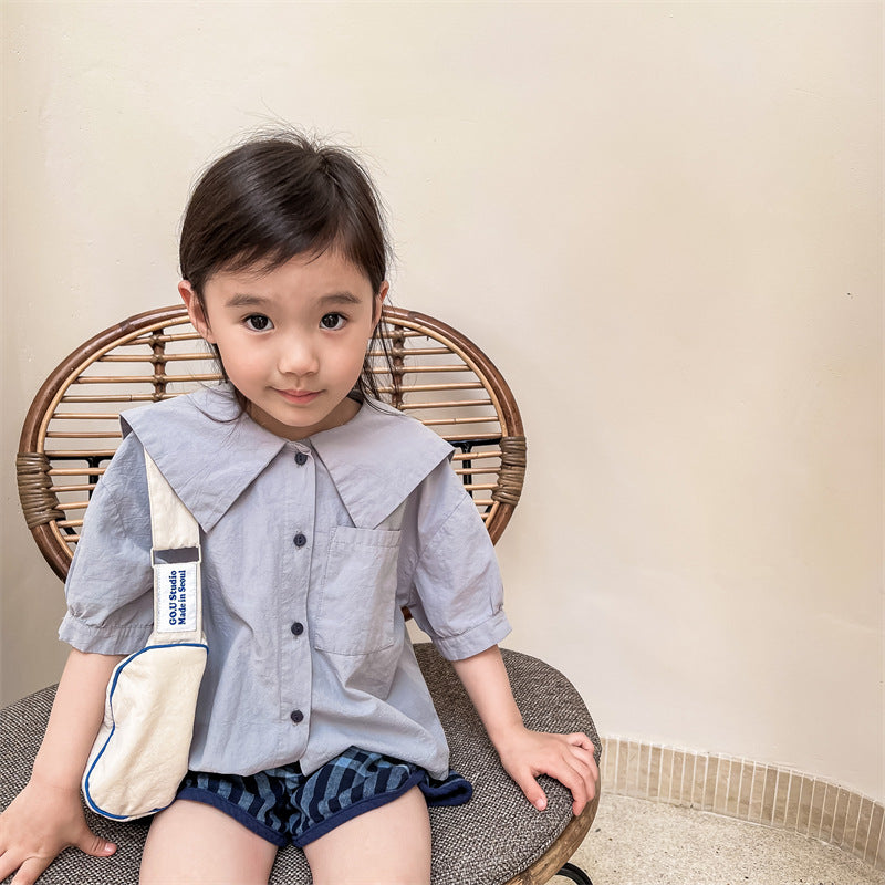 半袖シャツ・ブラウス Embroidered Large Lapel Linen Shirt 刺繍 ビッグカラー リネンシャツ【mh0011998】