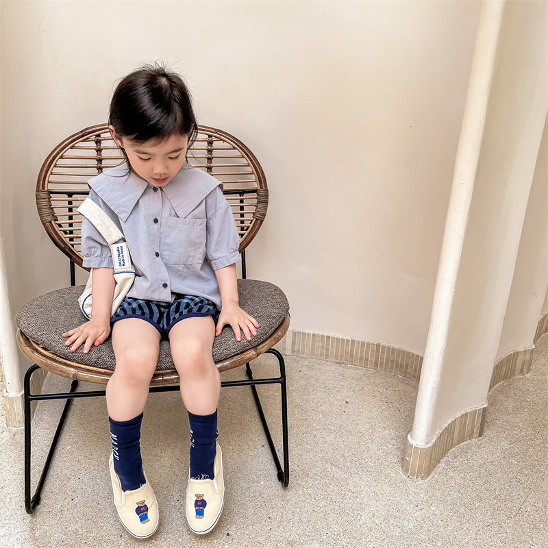 半袖シャツ・ブラウス Embroidered Large Lapel Linen Shirt 刺繍 ビッグカラー リネンシャツ【mh0011998】