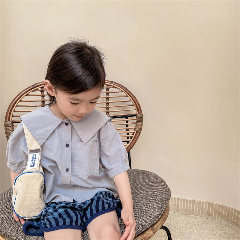 半袖シャツ・ブラウス Embroidered Large Lapel Linen Shirt 刺繍 ビッグカラー リネンシャツ【mh0011998】