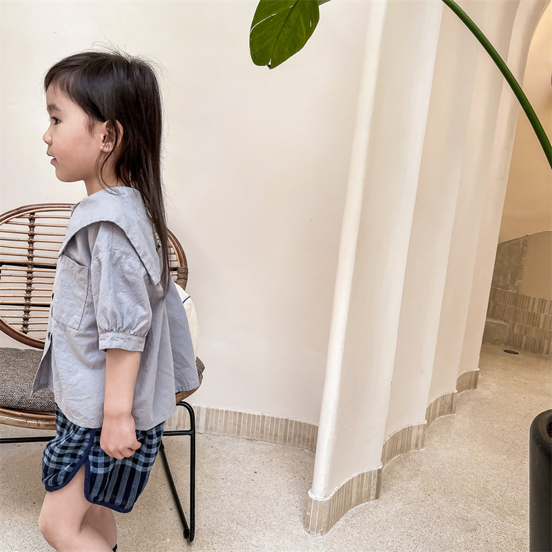 半袖シャツ・ブラウス Embroidered Large Lapel Linen Shirt 刺繍 ビッグカラー リネンシャツ【mh0011998】