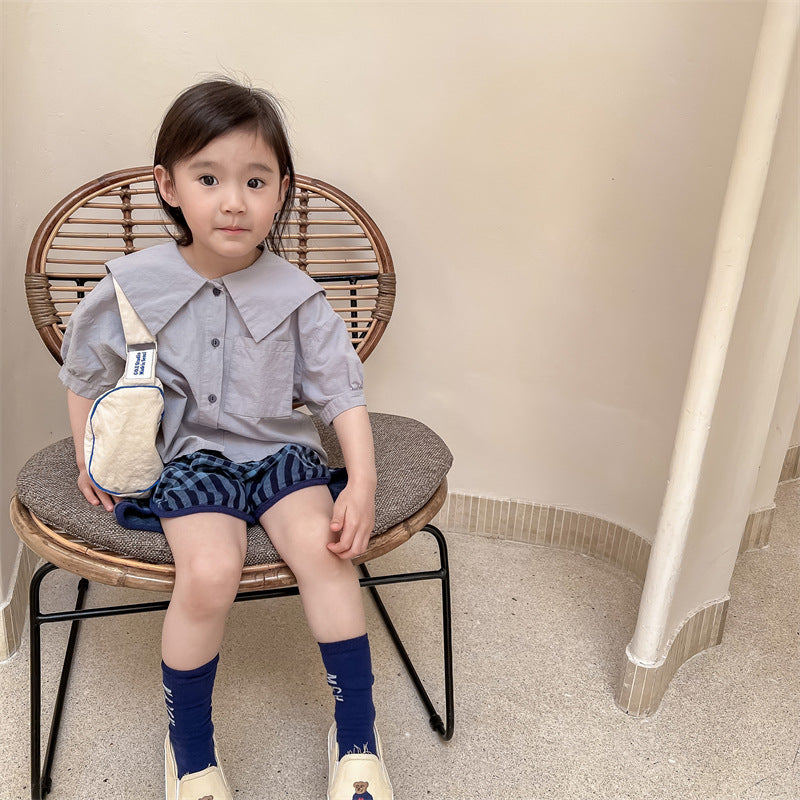 半袖シャツ・ブラウス Embroidered Large Lapel Linen Shirt 刺繍 ビッグカラー リネンシャツ【mh0011998】