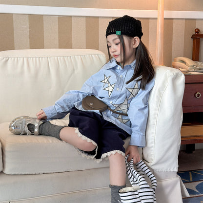 長袖シャツ・ブラウス Embroidered Spring Shirt Top 刺繍入り シャツ トップス【mh0012038】