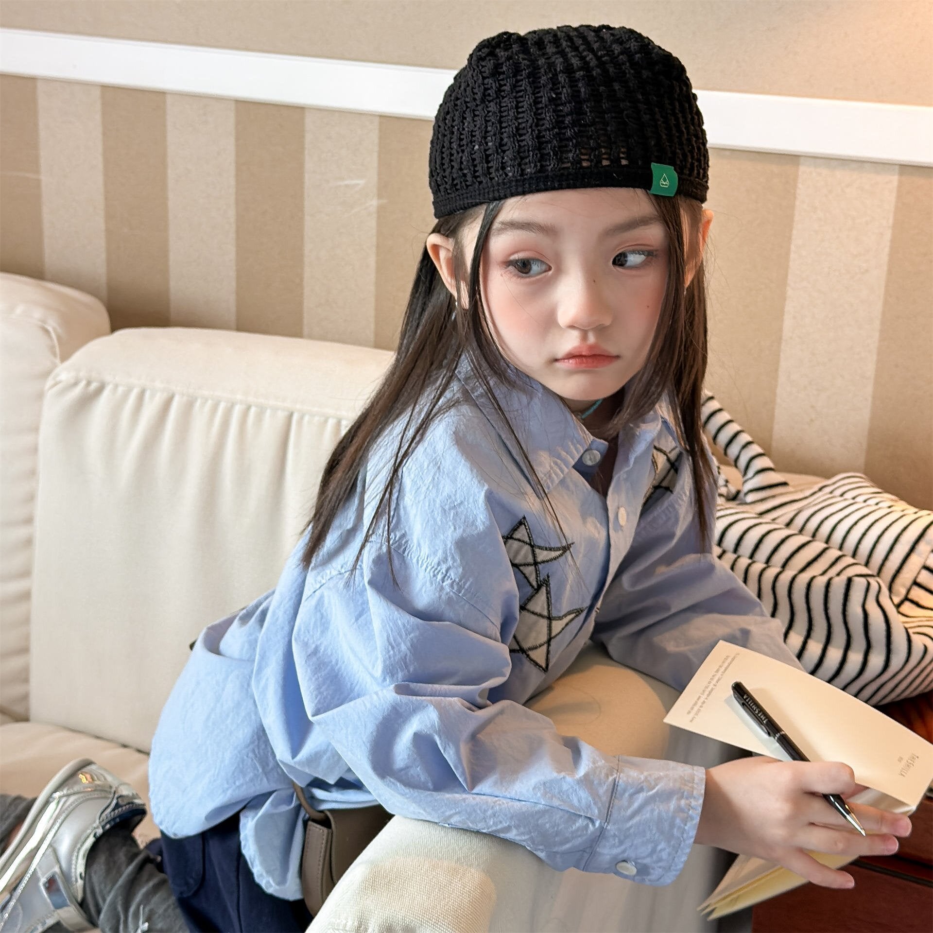 長袖シャツ・ブラウス Embroidered Spring Shirt Top 刺繍入り シャツ トップス【mh0012038】