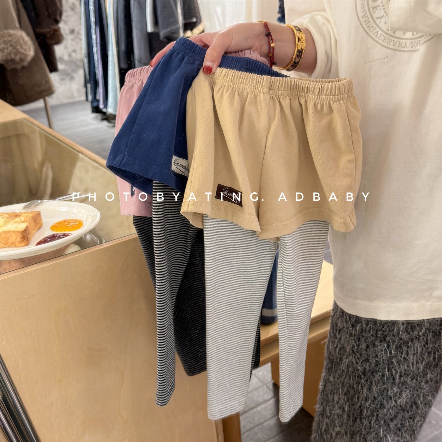レギンスパンツ Fake Two-Piece Leggings フェイク レイヤード レギンスパンツ【mh0012135】
