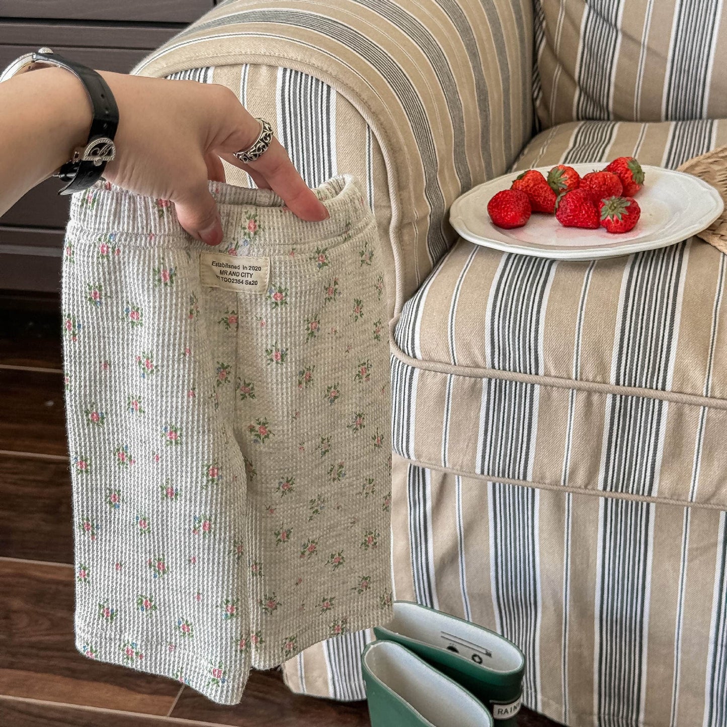 レギンスパンツ Flower / 80cm フラワープリントハーフレギンスパンツ【mh0009390】