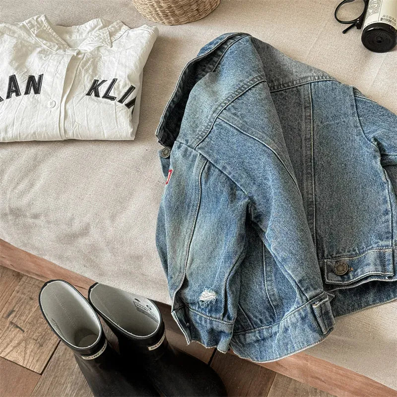 ショートコート・ジャケット・ジャンパー キッズアウター 刺繍ロゴタグデニムジャケットGジャン【mh0007447】