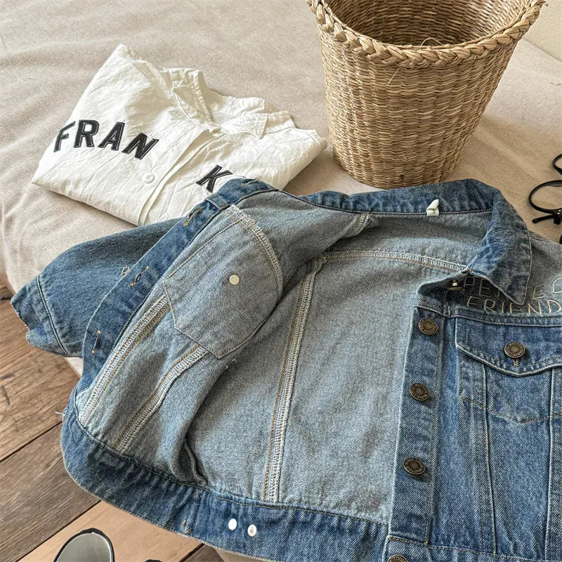 ショートコート・ジャケット・ジャンパー キッズアウター 刺繍ロゴタグデニムジャケットGジャン【mh0007447】