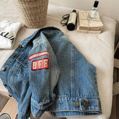 ショートコート・ジャケット・ジャンパー キッズアウター 刺繍ロゴタグデニムジャケットGジャン【mh0007447】