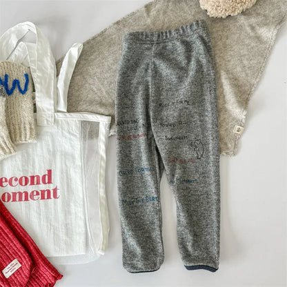 レギンスパンツ Gray / 12M  80CM キッズパンツ レターロゴプリントロングレギンスパンツ【mh0008474】