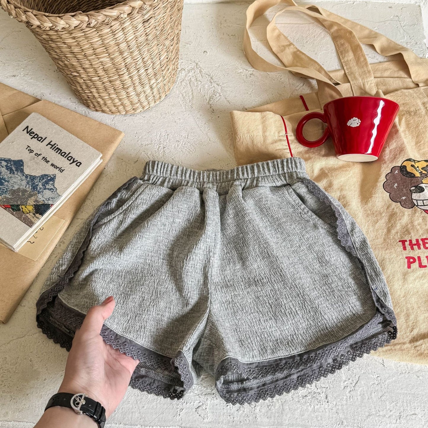 ハーフパンツ・ショートパンツ Gray / 80cm レースバイピングショートパンツ【mh0009386】