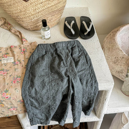 ロングパンツ・スウェットパンツ Gray / 80cm リネンコットンジャカードクロップドパンツ【mh0009539】