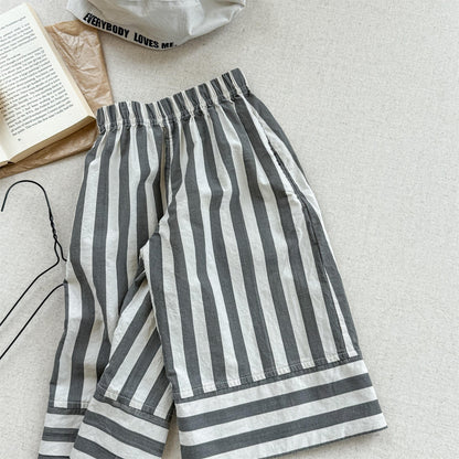 ロングパンツ・スウェットパンツ Gray / 80cm ストライプワイドルーズイージーパンツ【mh0010138】