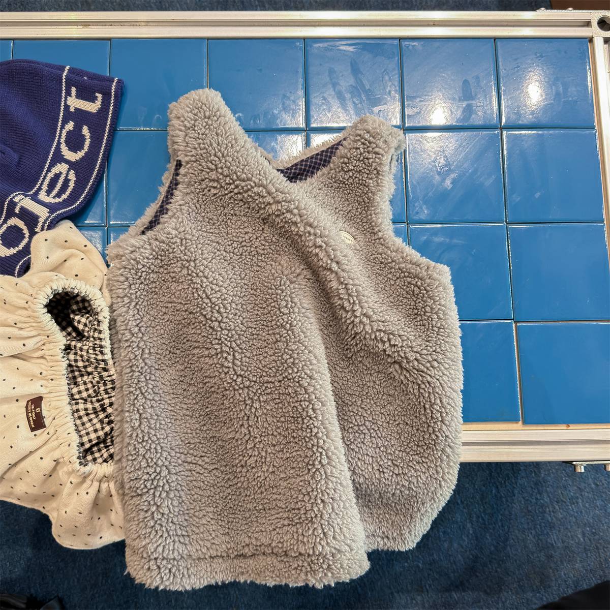 ノースリーブワンピース Gray / 80cm シープボアジャンパースカート ノースリーブ ふわふわ素材 ワンピース【mh0011420】