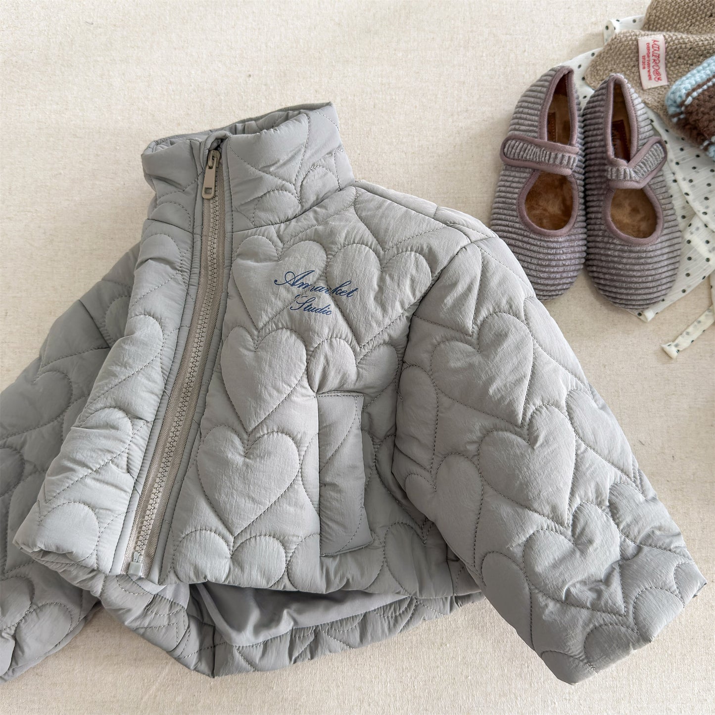 ショートコート・ジャケット・ジャンパー Gray / 80cm ハートキルティングジャケット キルトブルゾン ショートコート【mh0011912】