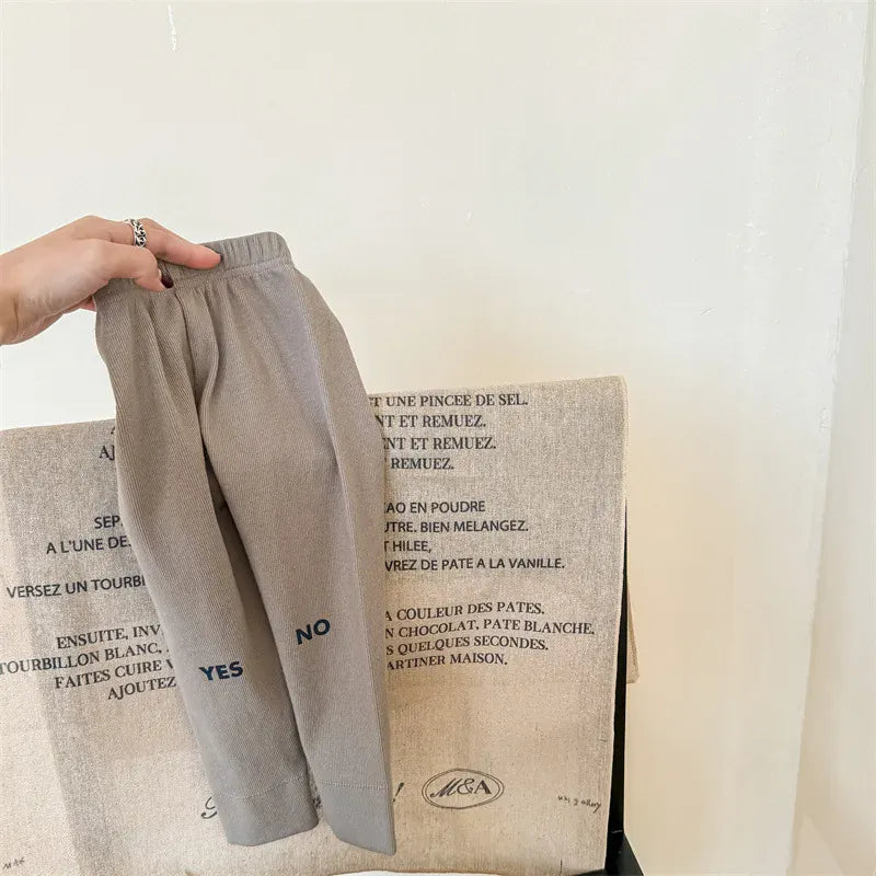 レギンスパンツ Gray Apricot / 12M  80CM キッズパンツ YES/NOプリントロゴリブレギンスパンツ 3カラー【mh0006876】