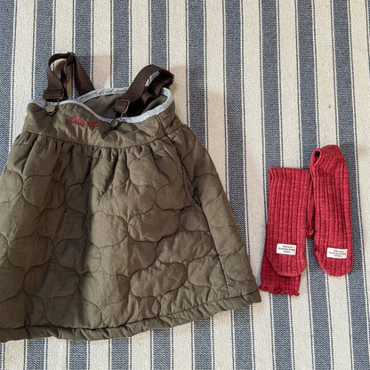 ノースリーブワンピース Gray Green / 80cm キルティング サロペットスカート ジャンパースカート 中綿入り【mh0011419】