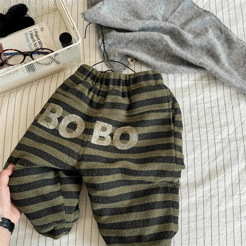 ロングパンツ・スウェットパンツ Green / 12M  80CM キッズパンツ ボアフリースボーダーロングスウェットパンツ【mh0008464】