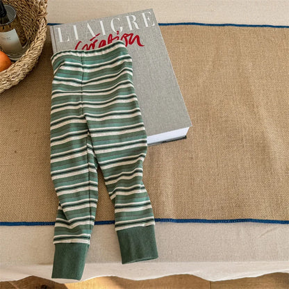 レギンスパンツ Green / 80cm キッズパンツ ボーダー柄レギンスパンツ 3カラー【mh0003949】