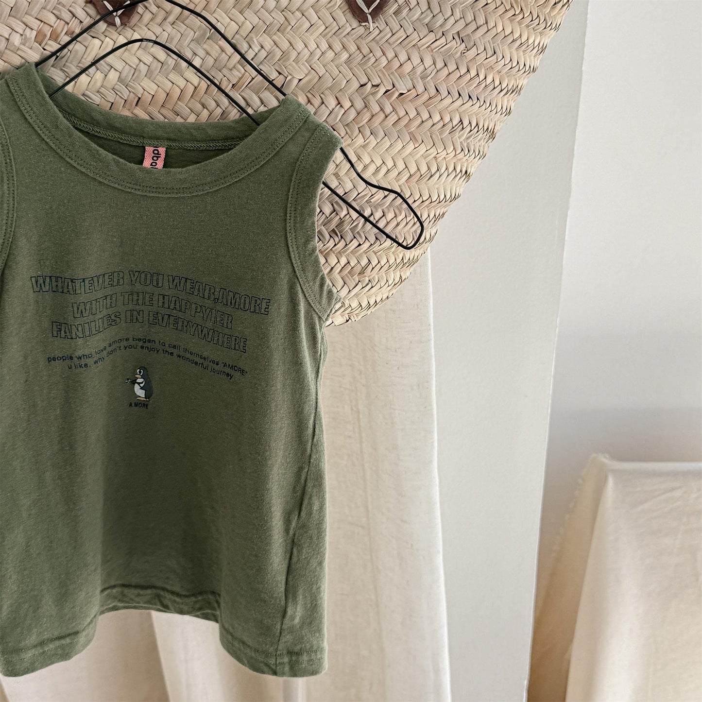 タンクトップ・キャミソール・ノースリーブトップス Green / 80cm ペンギンレターロゴプリントタンクトップ【mh0009777】