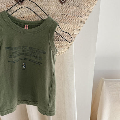 タンクトップ・キャミソール・ノースリーブトップス Green / 80cm ペンギンレターロゴプリントタンクトップ【mh0009777】