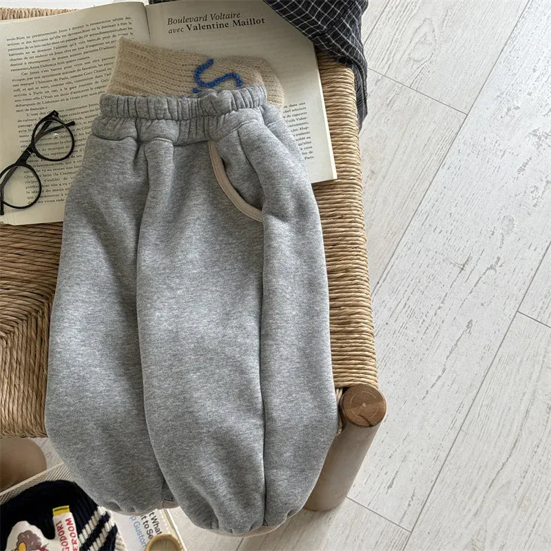 ロングパンツ・スウェットパンツ Grey / 80cm 9-12M キッズパンツ 裏ボアフリースロングルーズスウェットパンツ 3カラー【mh0007545】