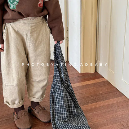 ロングパンツ・スウェットパンツ Khaki / 12M  80CM キッズパンツ ロゴ刺繍ワンポイント裏フリースロングルーズパンツ【mh0008469】