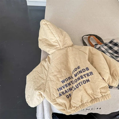 ショートコート・ジャケット・ジャンパー Khaki / 80cm キッズ レターロゴ 裏ボアフリース ジャンパー ジャケット コート アウター【mh0003026】