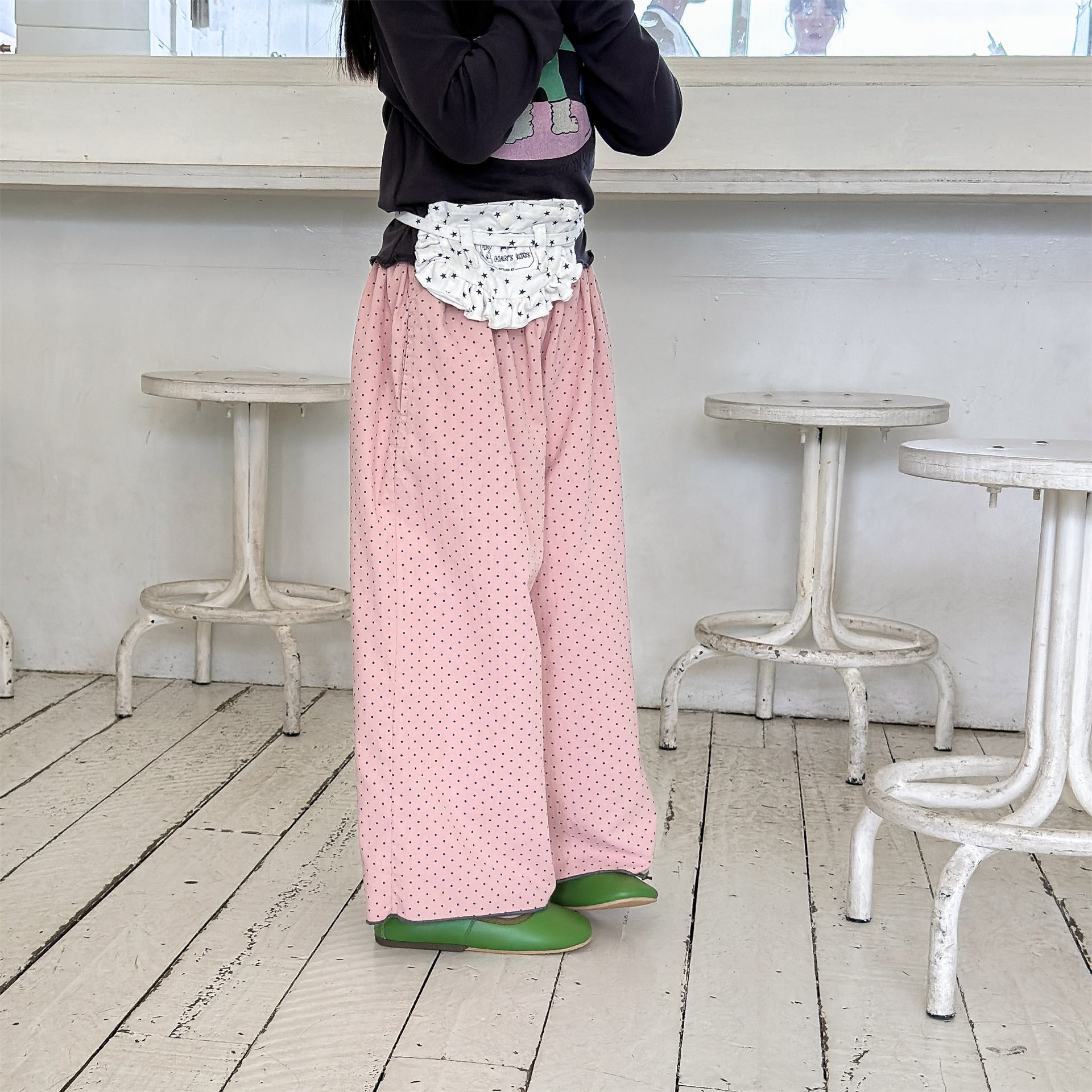 ロングパンツ・スウェットパンツ Lace Wide Leg Cropped Pants レース ワイドパンツ【mh0011949】