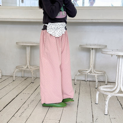 ロングパンツ・スウェットパンツ Lace Wide Leg Cropped Pants レース ワイドパンツ【mh0011949】