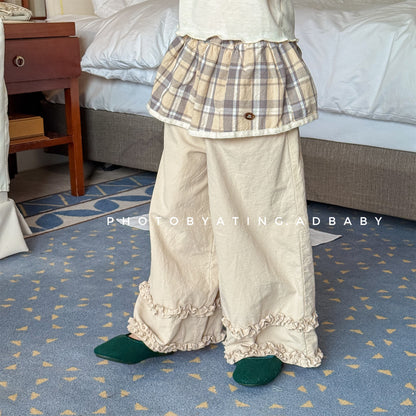 ロングパンツ・スウェットパンツ Lace Wide Leg Layered Pants レース ワイドパンツ【mh0011948】