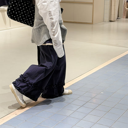 ロングパンツ・スウェットパンツ Lace Wide Leg Layered Pants レース ワイドパンツ【mh0011948】