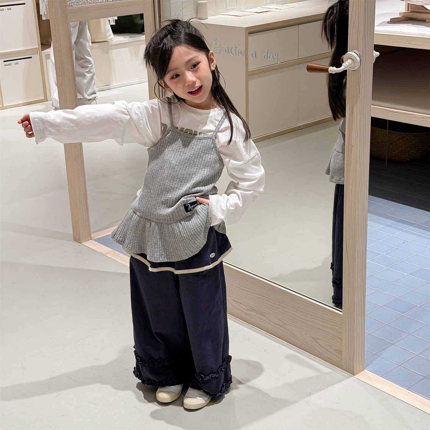 ロングパンツ・スウェットパンツ Lace Wide Leg Layered Pants レース ワイドパンツ【mh0011948】