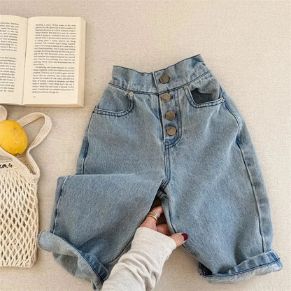 デニムパンツ Light Blue / 12M (80) キッズパンツ ボタンフライルーズロングデニムパンツ【mh0008962】