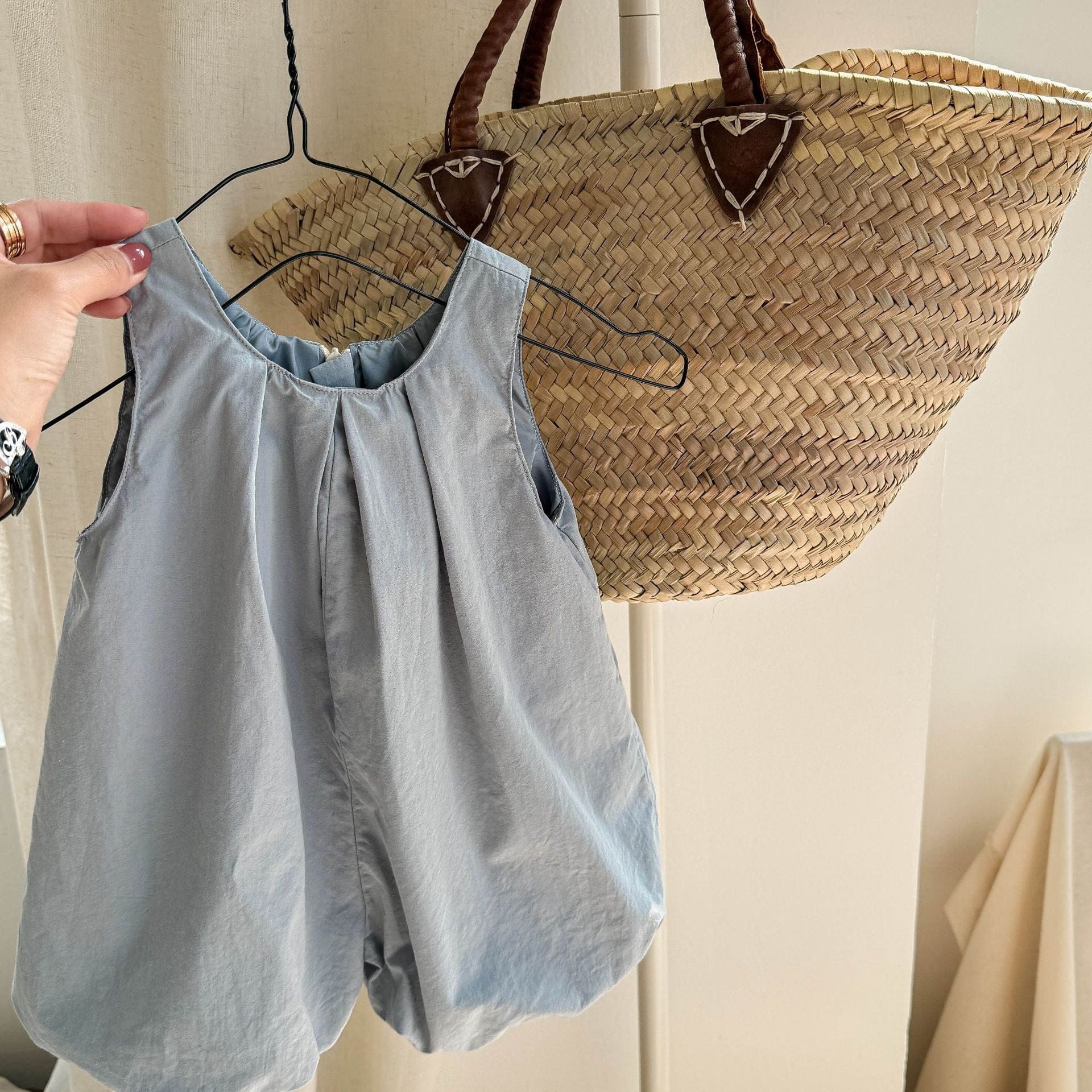 ノースリーブジャンプスーツ Light Blue / 80cm ノースリーブバルーンジャンプスーツ【mh0009552】