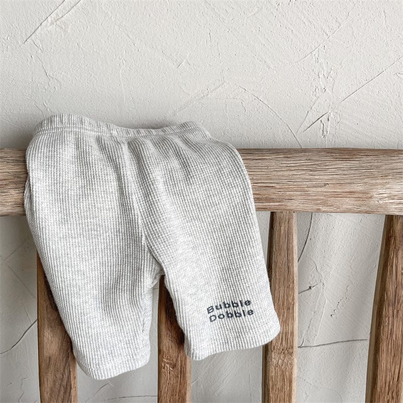 レギンスパンツ Light Gray / 12M 80cm キッズ レターロゴ ワッフル ハーフ レギンス パンツ【mh0000762】