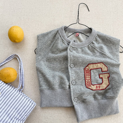 ベスト Light Gray / 80cm ビッグレターワッペンノースリーブスタジアムジャケットベスト【mh0010615】