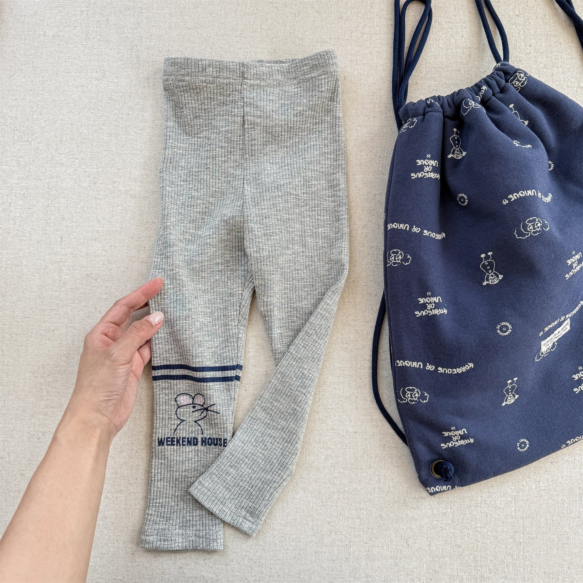 レギンスパンツ Light Gray / 80cm ねこ/ネズミプリントレギンスパンツ【mh0010634】