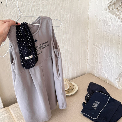 ノースリーブジャンプスーツ Light Gray / 80cm レターロゴプリントノースリーブワイドタックパンツジャンプスーツ【mh0010639】